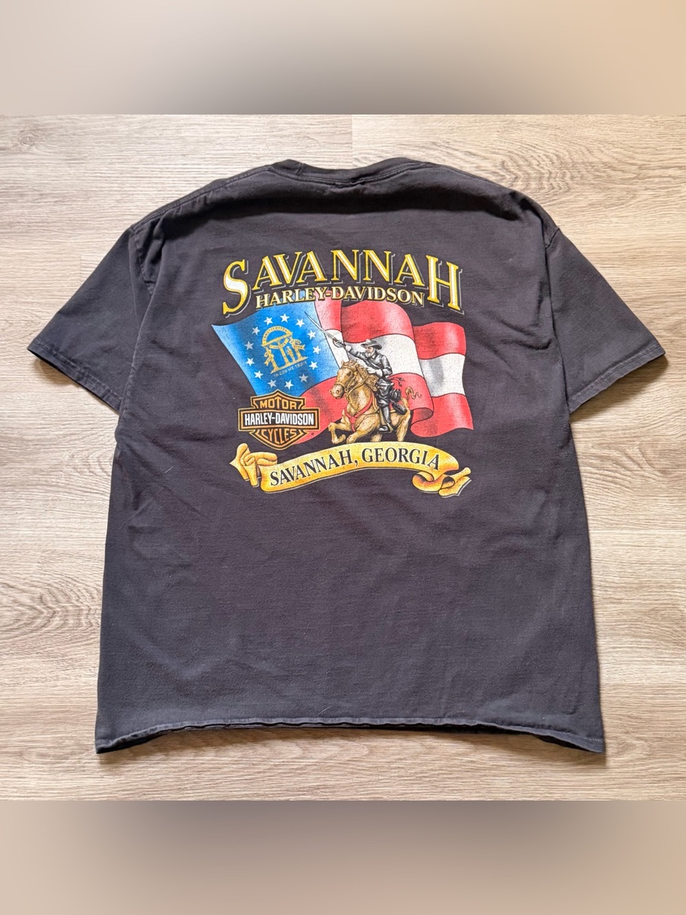 Harley-Davidson Black Savannah Georgia Flag Graphic Tee